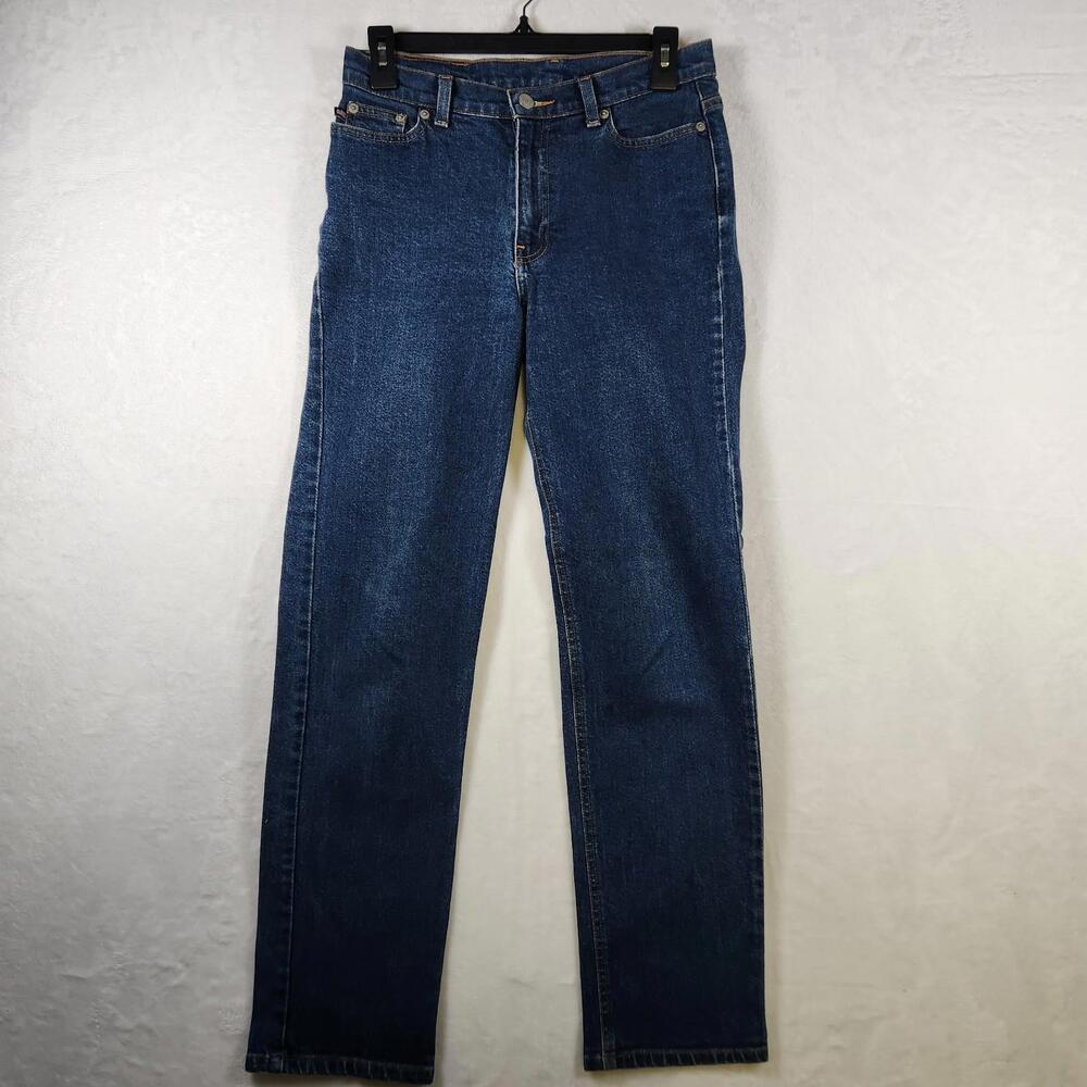 Polo Ralph Lauren Jeans Co Womens Sz 4 Classic Stretch Straight Denim Flag Patch